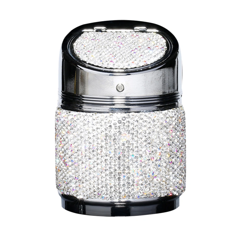 1PC Personalized Car Ashtray Cigarette Ash Holder Rhinestone Ash Jar Auto Accessory for Women Ladies (White)