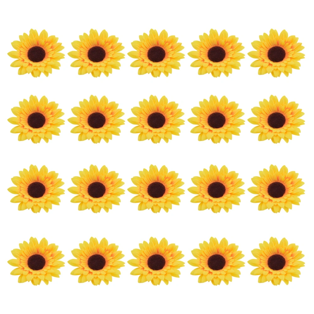 20pcs Simulation Sunflower Heads Silk Cloth Flower Head Decoration for Home Party Wedding