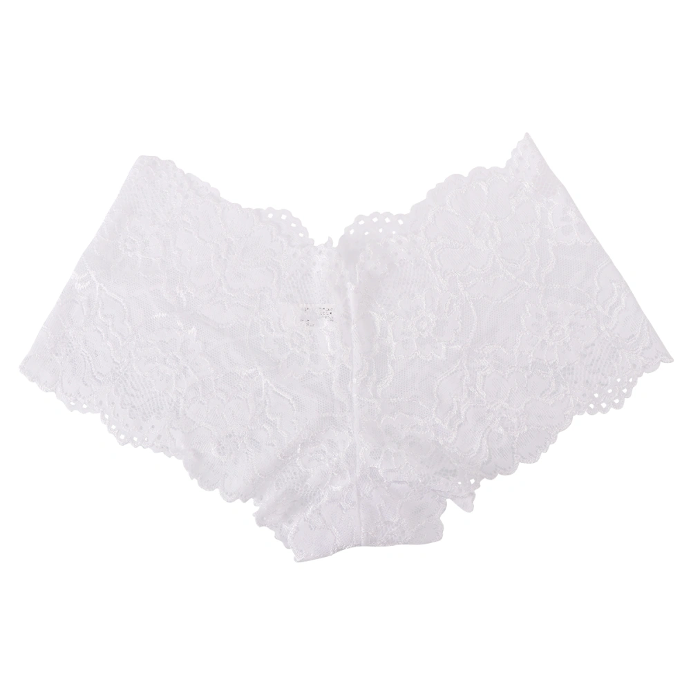 Women Lace Boxers Underwear Lingerie Sexy Panties for Lady Women - Size S(White)