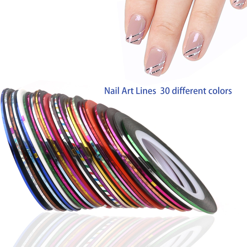 RUIMIO Multicolor Nail Art Sticker with 15pcs Painting Brush Pen Tool Set and 30 colors Nail Art Line