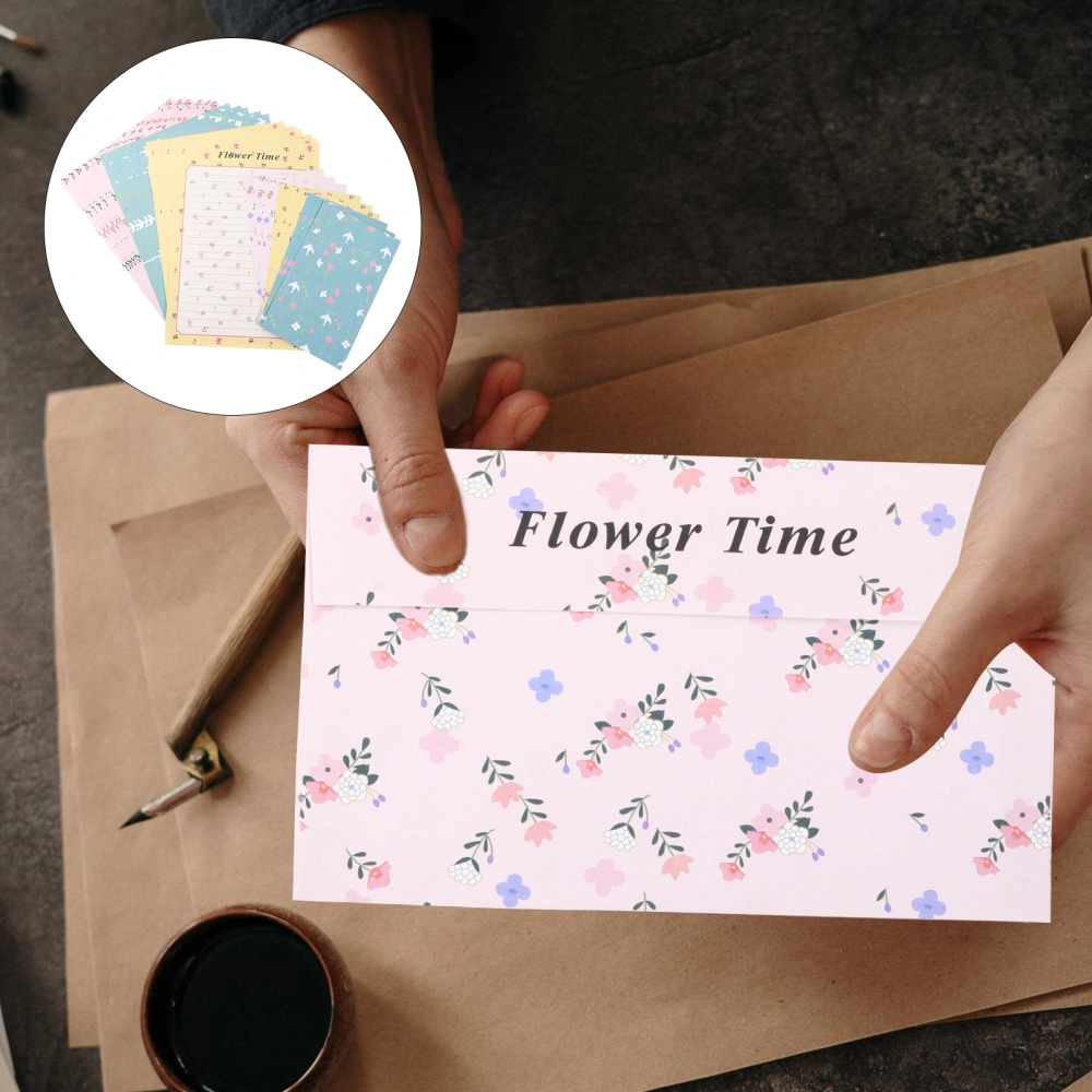 6 Sets Floral Envelope and Letter Papers Lovely Writing Stationery Envelopes Kit