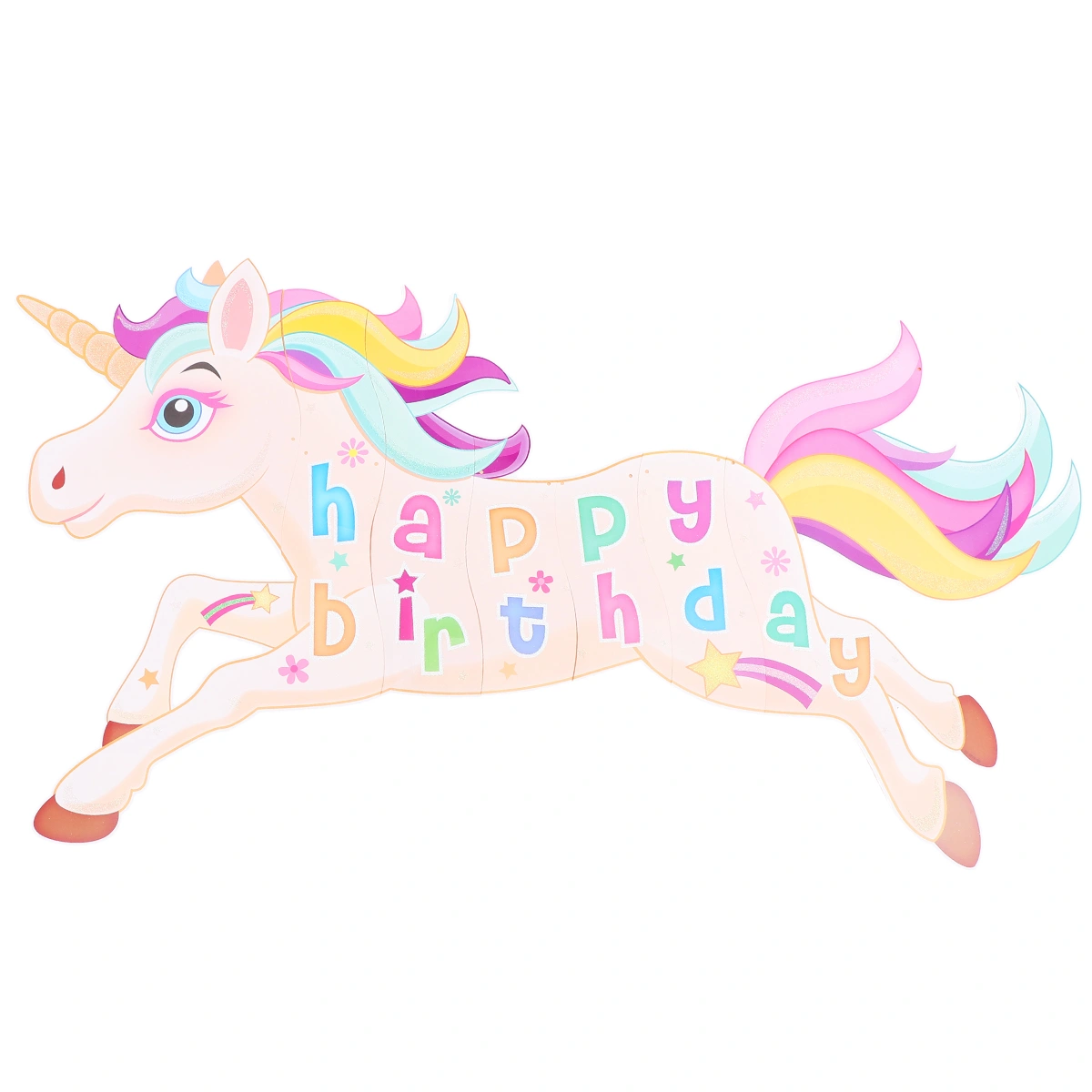 Birthday Party Banner Pull Flag Wall Decoration Unicorn Themed Design for Party (Assorted Color)