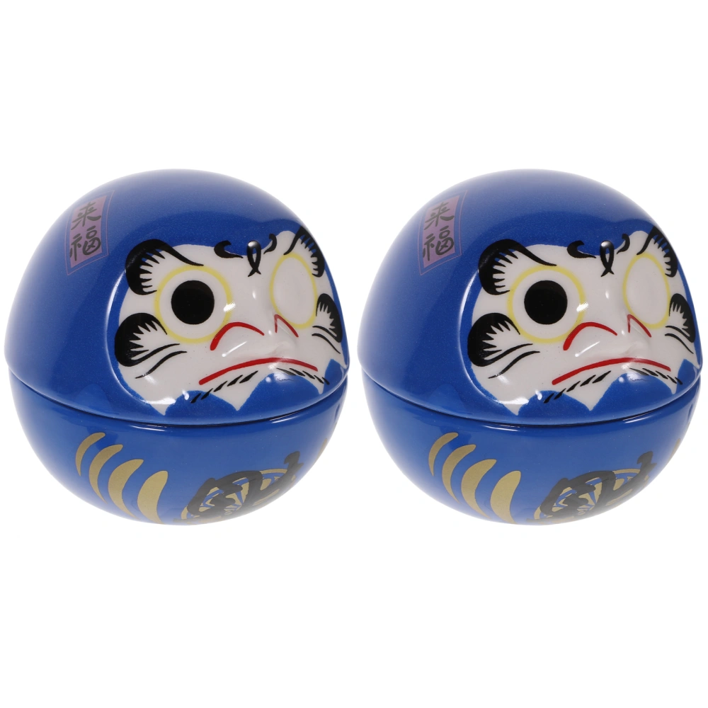 2Pcs Ceramic Daruma Dolls Daruma Collectible Figurines Daruma Doll Tumbler Toys