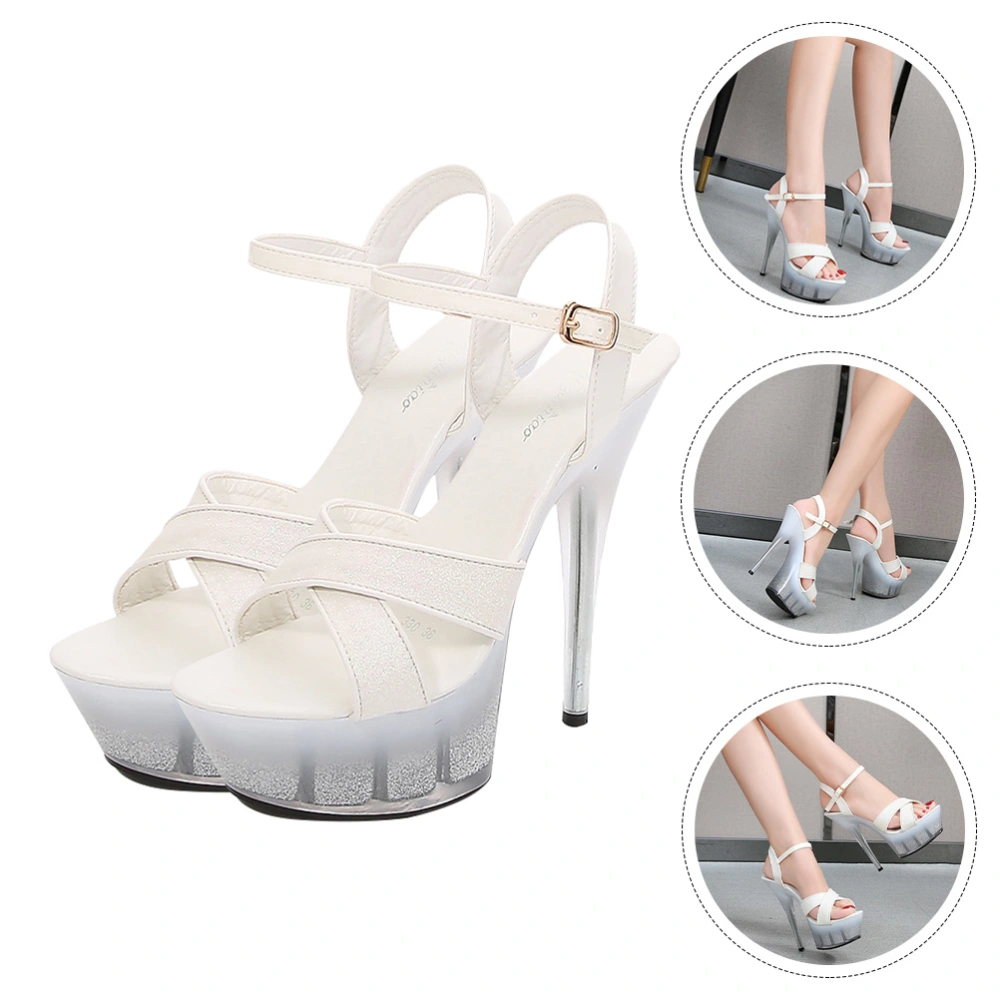 1 Pair Super High Heeled Shoes Stylish Frosted Heel Sandals Sexy Female Shoes