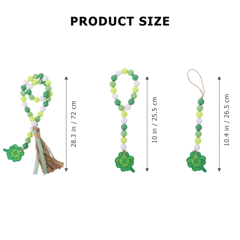 1 Set 3 Pcs Green Four-leaved Clover Acrylic Tassel Bead Garlands (Assorted Color)