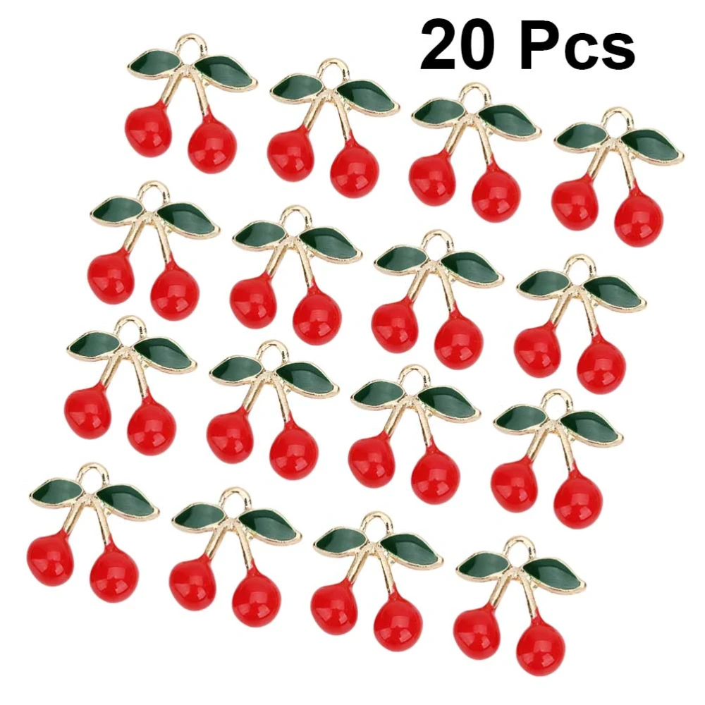 20pcs Delicate Cherry Pendant Delicate Alloy Charms Bracelet DIY Making Accessories for Necklace Jewelry