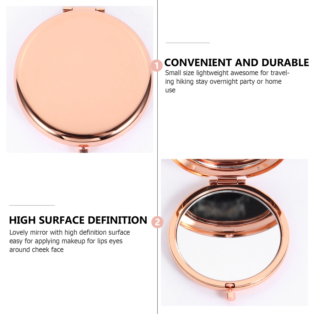 1pc Girls Compact Mirror Round Makeup Mirror Travel Folding Mini Pocket Mirror