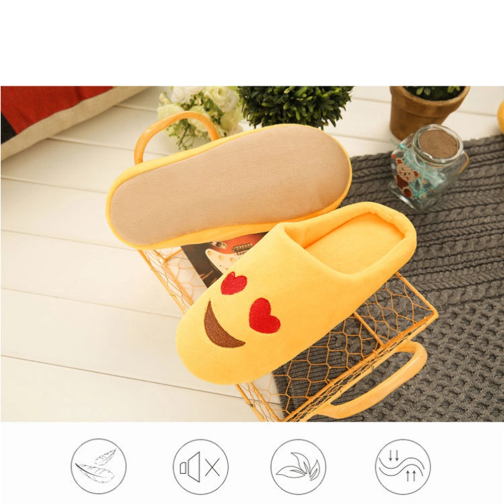 Unisex Cotton Slippers Indoor Mute Warm Slippers Autumn Winter Slippers for Men Women - Size 38-39 (Double Hearts Pattern)