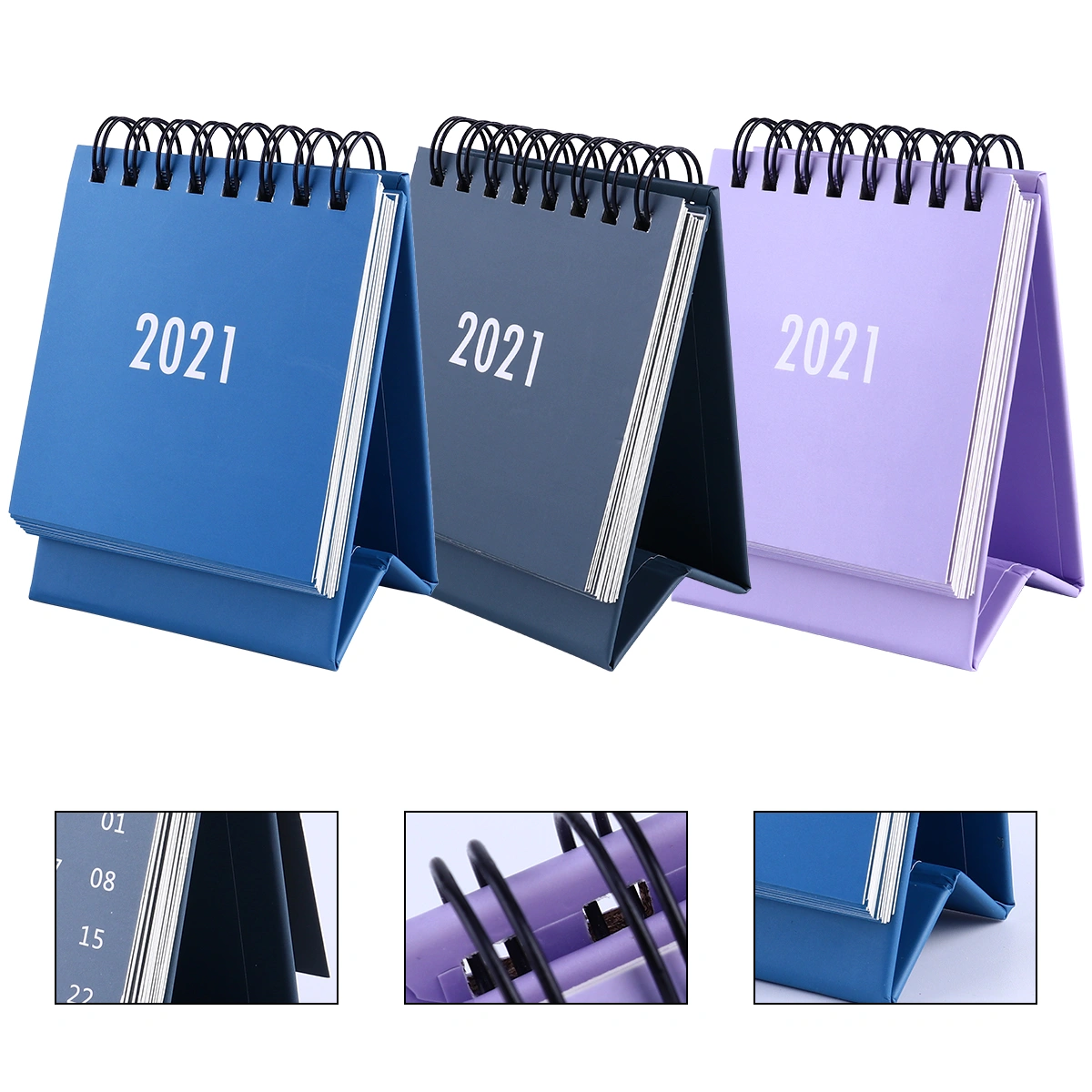 3Pcs Solid Color Mini Desktop 2021 Calendar Daily Schedule Planner Desk Calendar