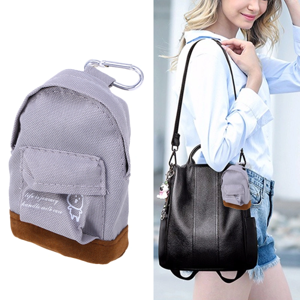 Mini Oxford Cloth Backpack Coin Bag Wallet Hand Pouch Purse Key Chain Keyring (Grey)