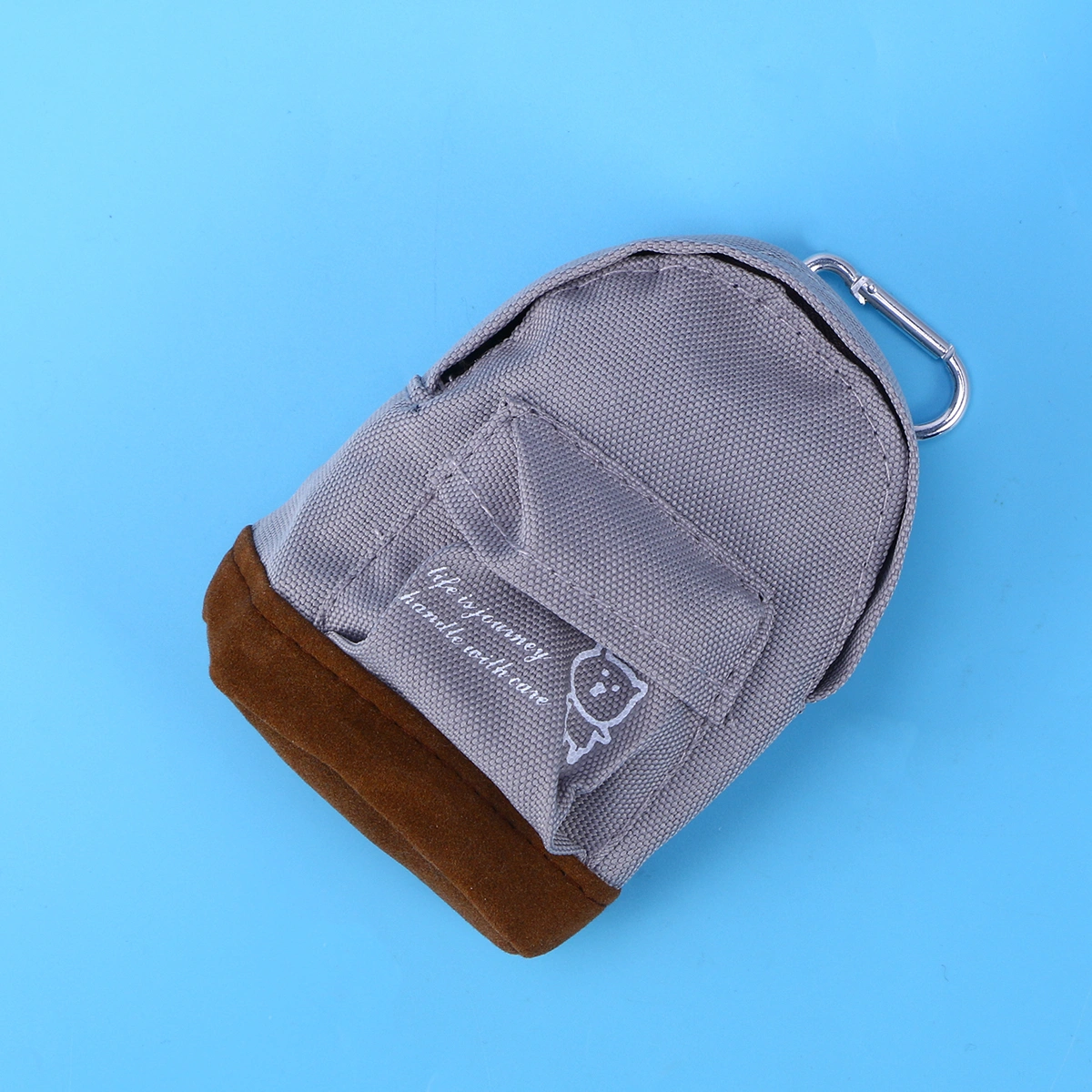 Mini Oxford Cloth Backpack Coin Bag Wallet Hand Pouch Purse Key Chain Keyring (Grey)
