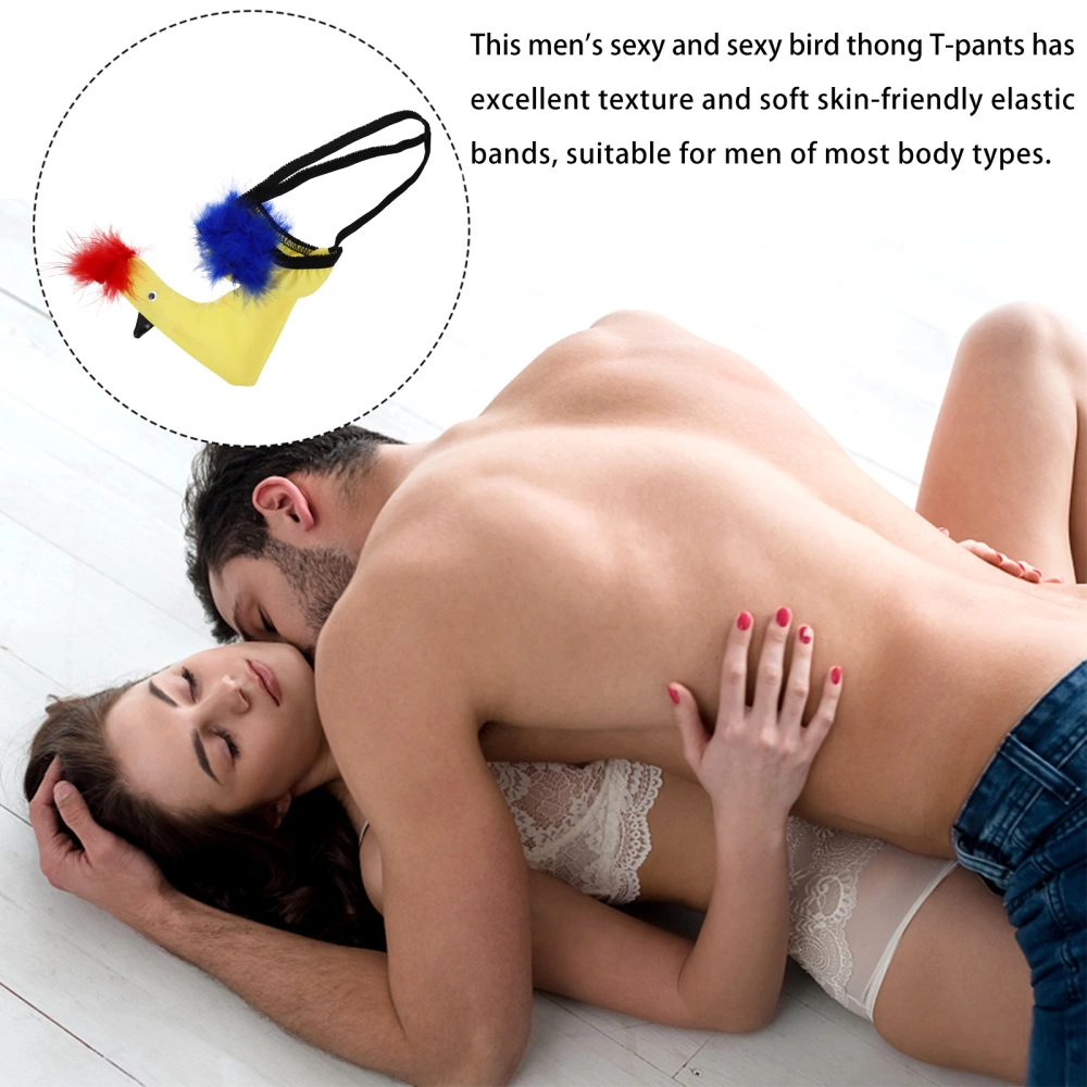 1Pc Men Novelty Thong Funny T-Back Cozy Birds G-String Sexy Chic Underwear