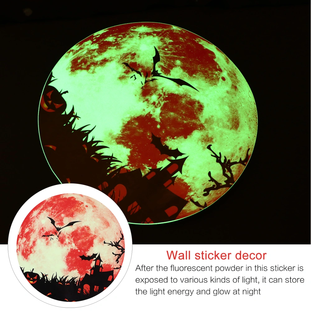 1Pc Luminescent Moon Shape Wallpaper Moisture-proof Wallpaper for Home (Red)