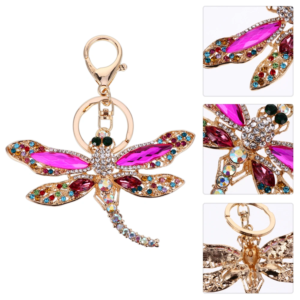 1Pc Creative Dragonfly Keychain Zinc Alloy Keychain Rhinestone Inlaid Keyring