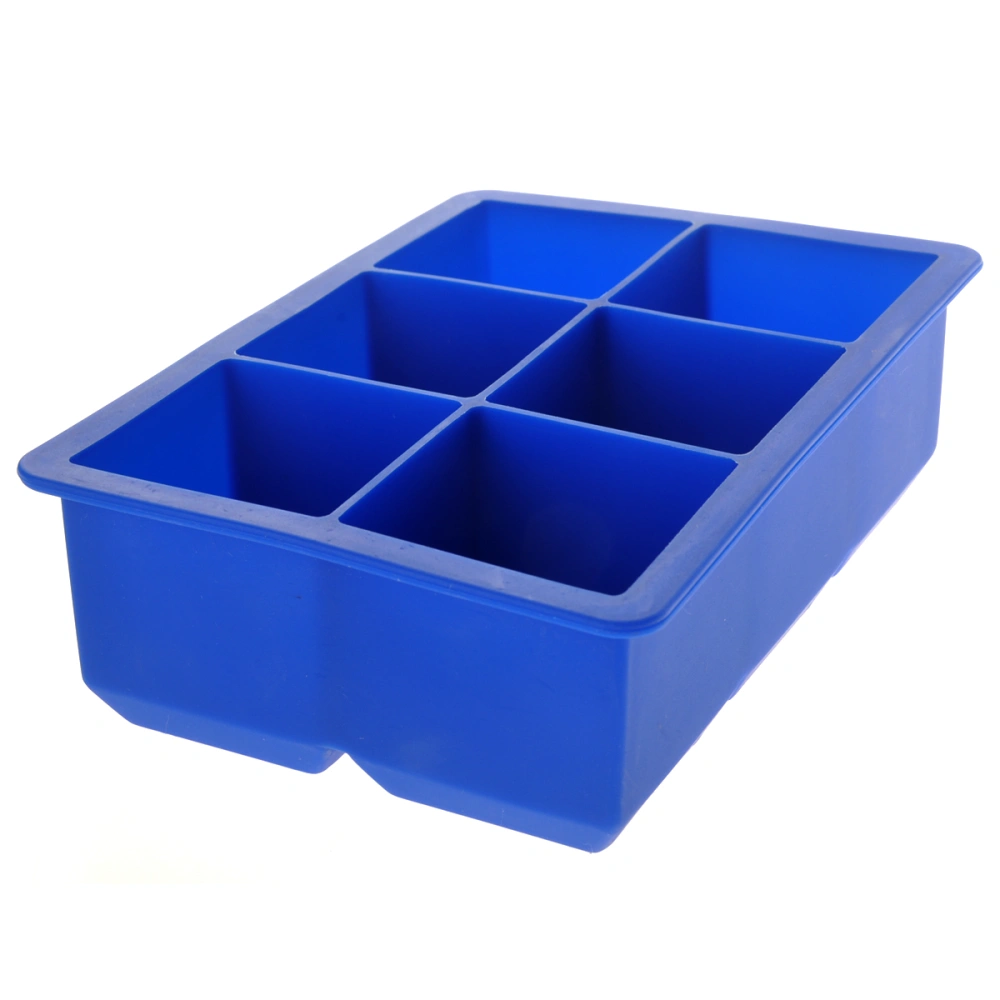 Novelty 6-Square Silicone Ice Cube Tray Ice Maker Jelly Pudding Mould (Blue)