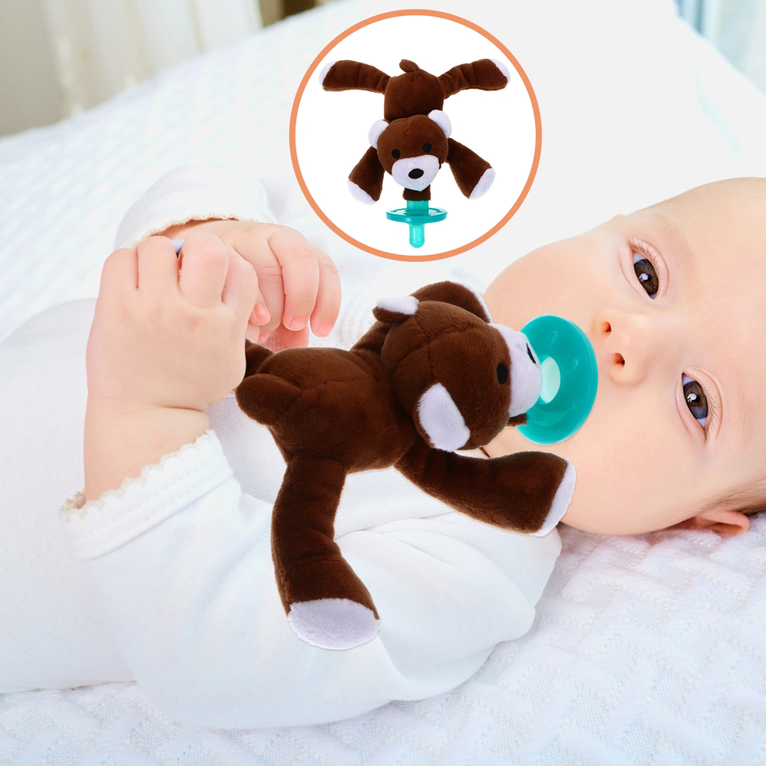 Detachable Plush Toy Baby Pacifier Plush Stuffed Animal Toy Infant Pacifier