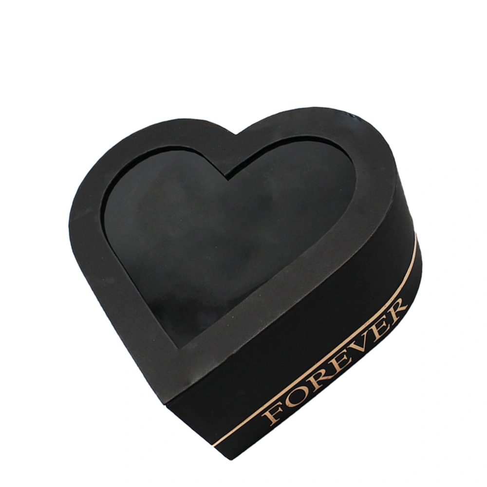 1PC Romantic Heart-shaped Gift Box Creative Flower Wrapping Gift Box Paper Heart Shape Gift Box Chic Heart-shaped Gift Packing Box for Wedding Valentine's Day Gift Wrapping Use Black