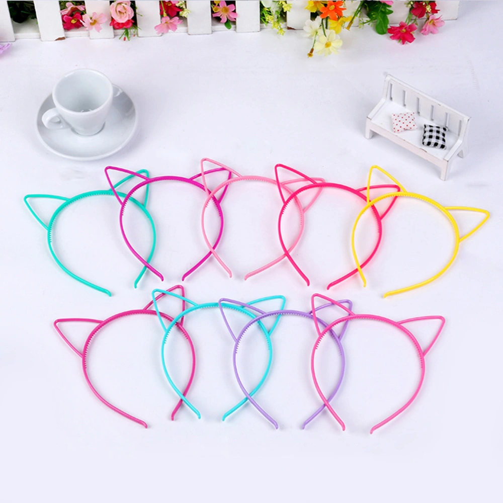 9Pcs Lovely Cat Ears Headband Hair Headpiece Hairdress for Party Costume (Random Color)