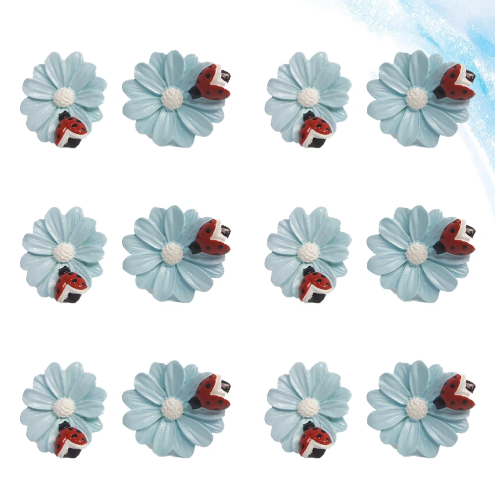 12PCS Resin Bath Curtain Hooks Creative Ladybird Flower Curtain Hooks Multicolor Curtain Hooks Lovely Bathroom Hooks for Home Use (Sky-blue)