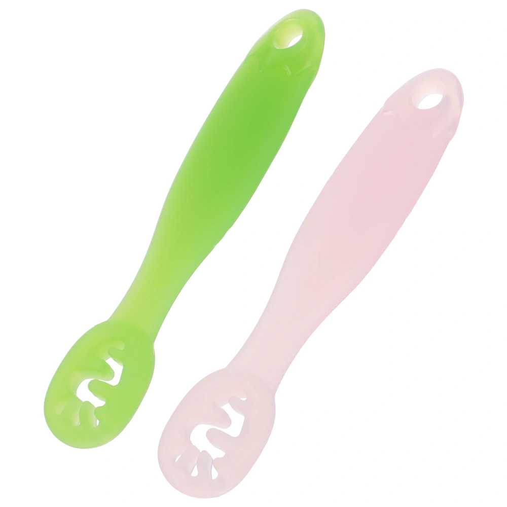 2pcs Creative Baby Spoon Silicone Infant Training Spoon Portable Lick Spoons