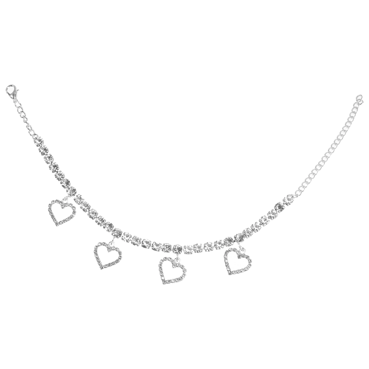 1PC All-match Female Foot Chain Rhinestone Inlaid Heart-shaped Pendant Anklet