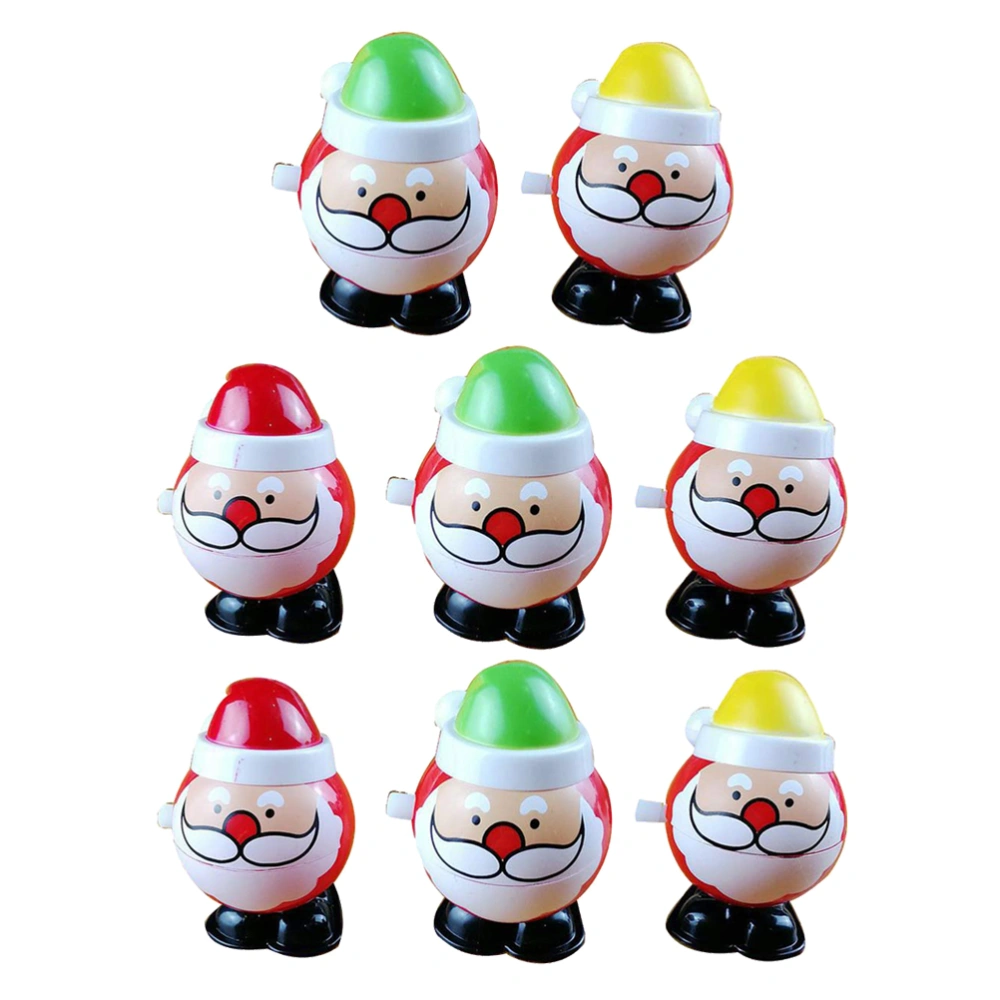 8pcs Christmas Jumping Props Santa Claus Clockwork Toys Santa Model Wind-up Toys Party Favors Party Supplies Gift for Child Kids(Random Color)