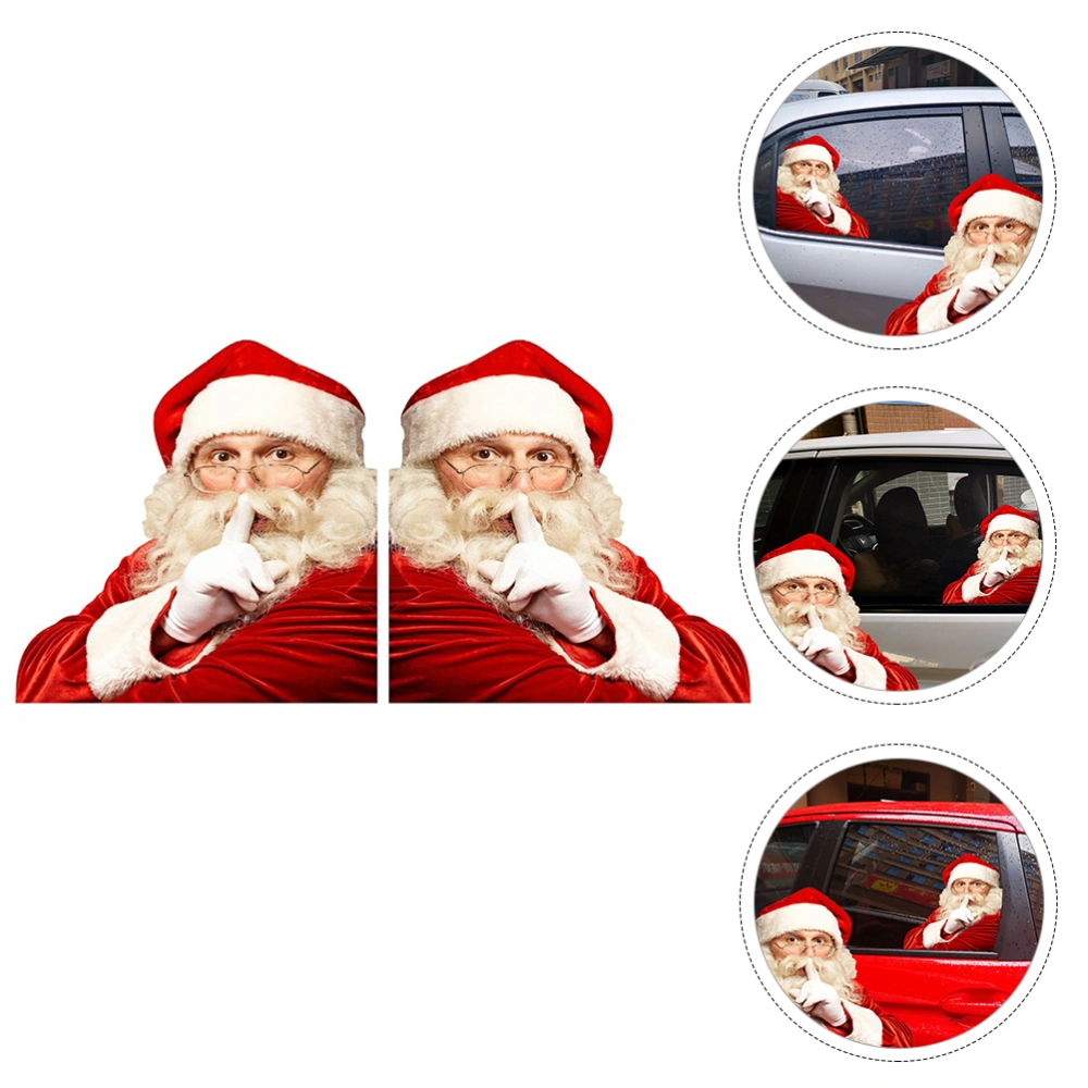 2 Pcs Creative Car Stickers Santa Pattern Car Decals Waterproof Stickers