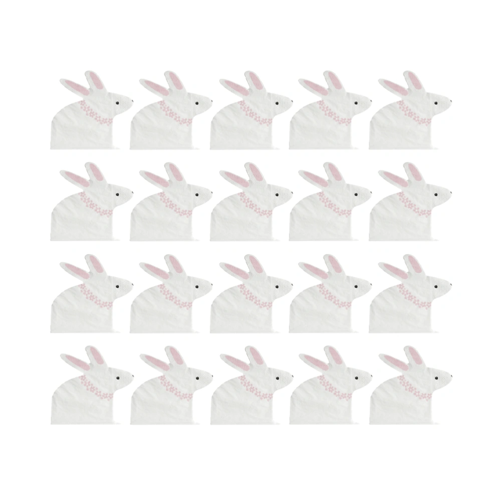 1 Set of 20PCS Disposable Napkin Kit Cartoon Rabbit Napkin Lovely Paper Napkin Kit for Kids Birthday Party Use Rabbit Napkin Style