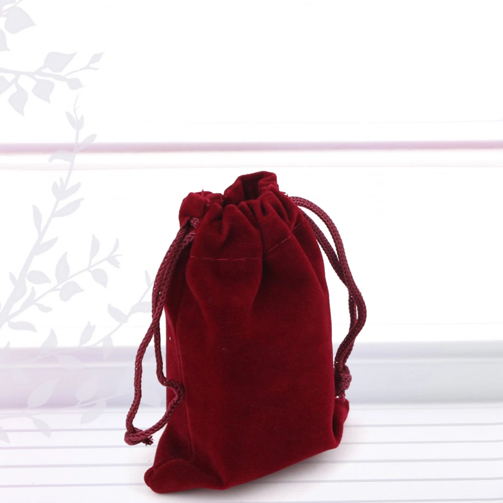 10pcs 7*9cm Drawstring Wedding Favor Gift Bags Candy Bag Jewelry Pouch (Wine Red)