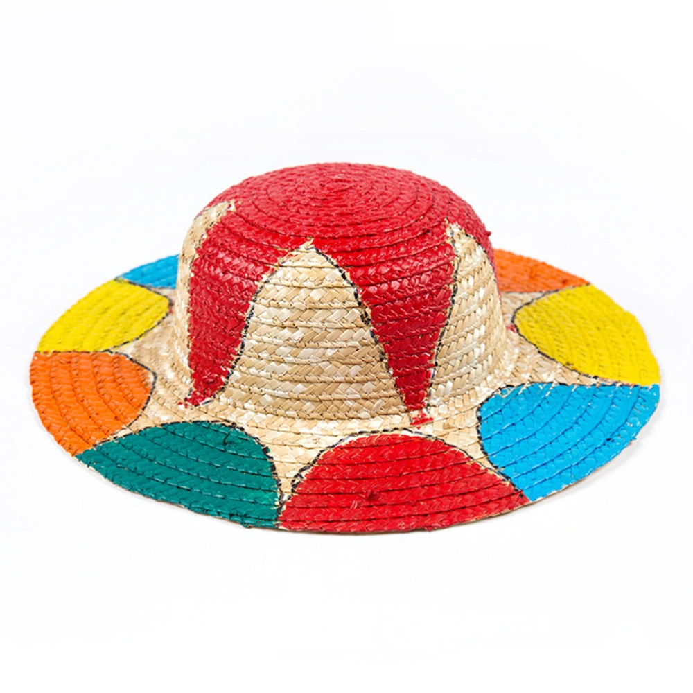 1Pc Children Painting Straw Hat Creative DIY Painting Props for Kids Kindergarten Nursery (Diameter 26cm)