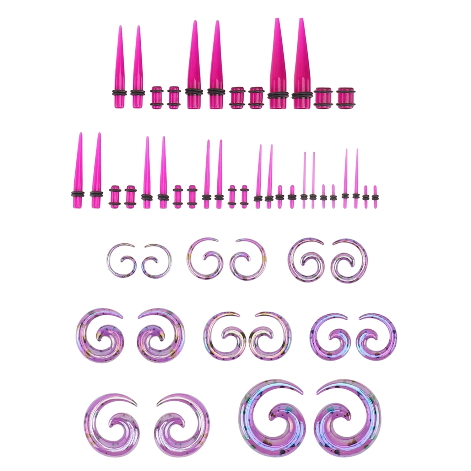 1 Set/52PCS Acrylic Pointed Cone Ear Expander Funny 14g-12mm Snail Ear Jewelry