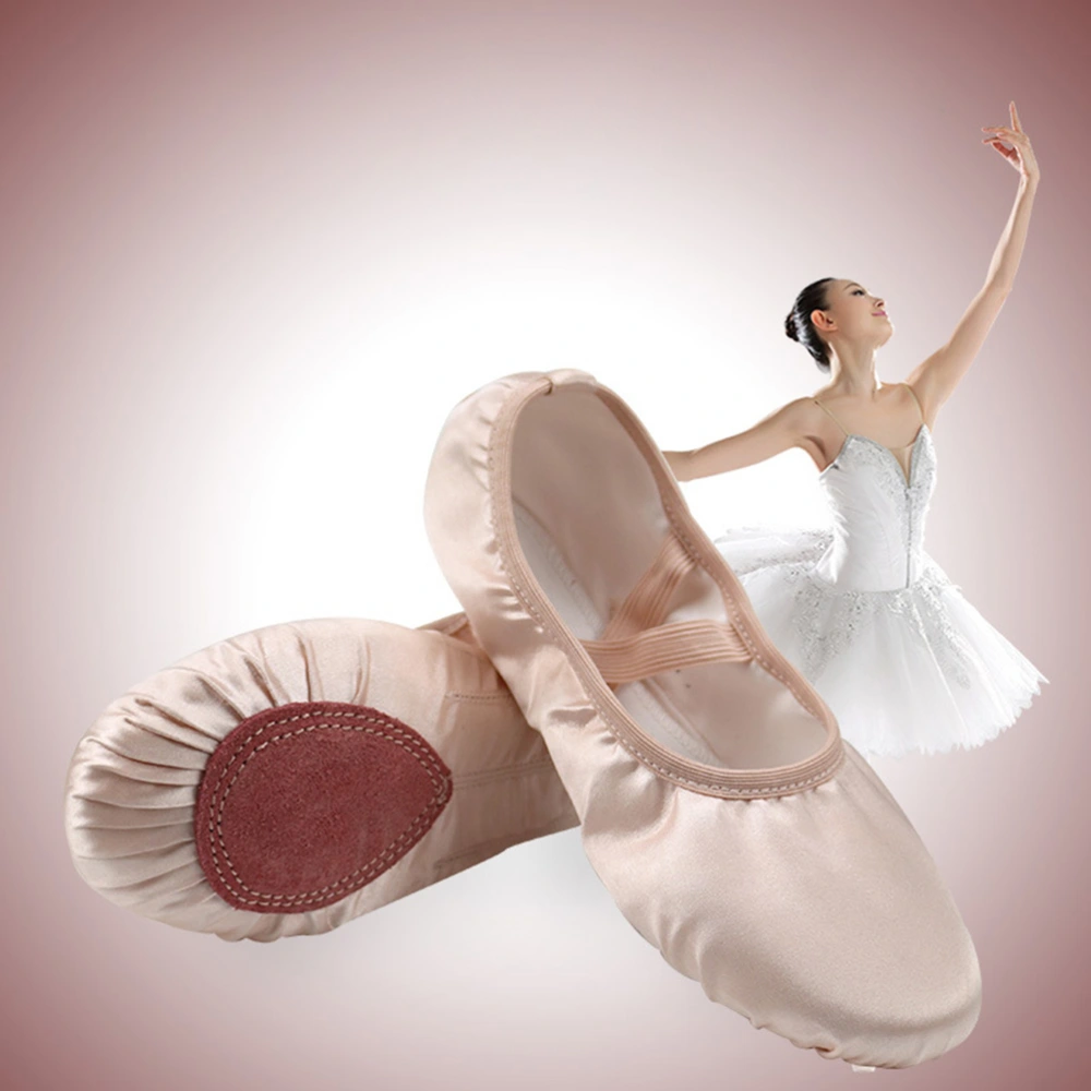 Satin Ballet Practice Shoes Sole Ballet Slipper Gymnastics Dance Shoes for Adults Women (Size 33)