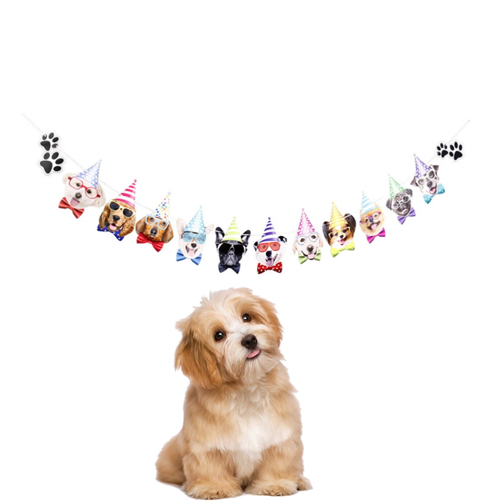 1Pc Birthday Hanging Flag Decor Lovely Birthday Party Set Birthday Hanging Garland Dog Facial Decorations Background Decor for  Theme Party Birthday Party (Assorted Color)