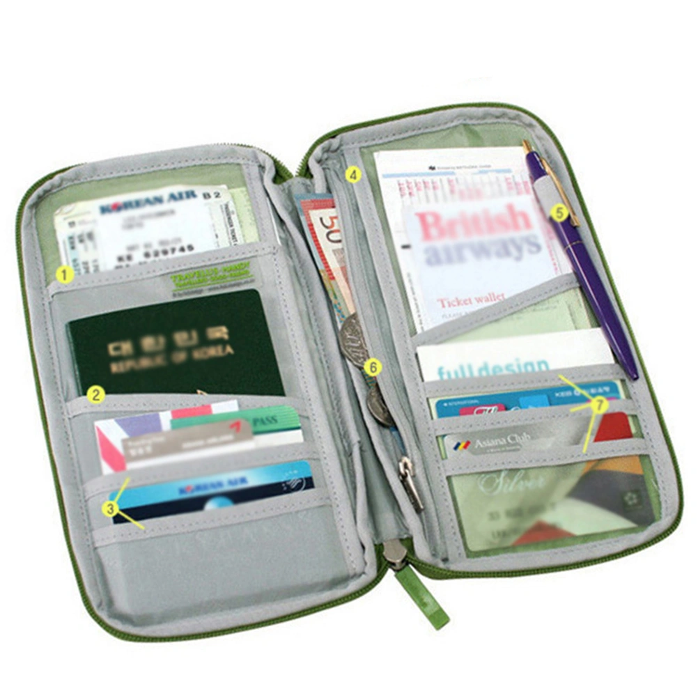 1PC Multifunction Travel Bag Passport Pouch ID Credit Wallet Cash Holder Case (Green, Size S)