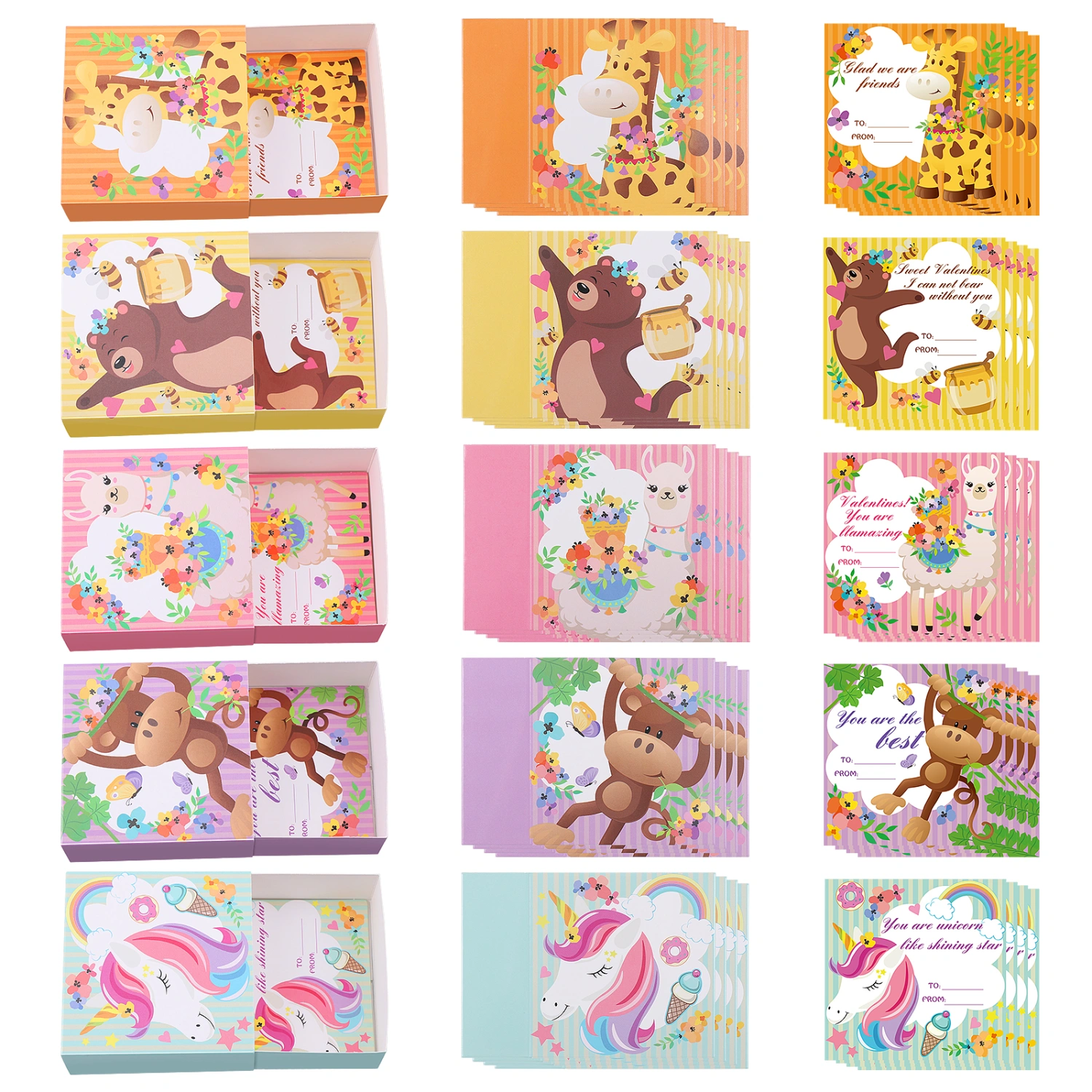 PRETYZOOM Valentines Gift Box Set Includes 20 Gift Boxes and 20 Cards Vibrant Gorgeous Valentine's Day Candy Holders for Candies Chocolates and More