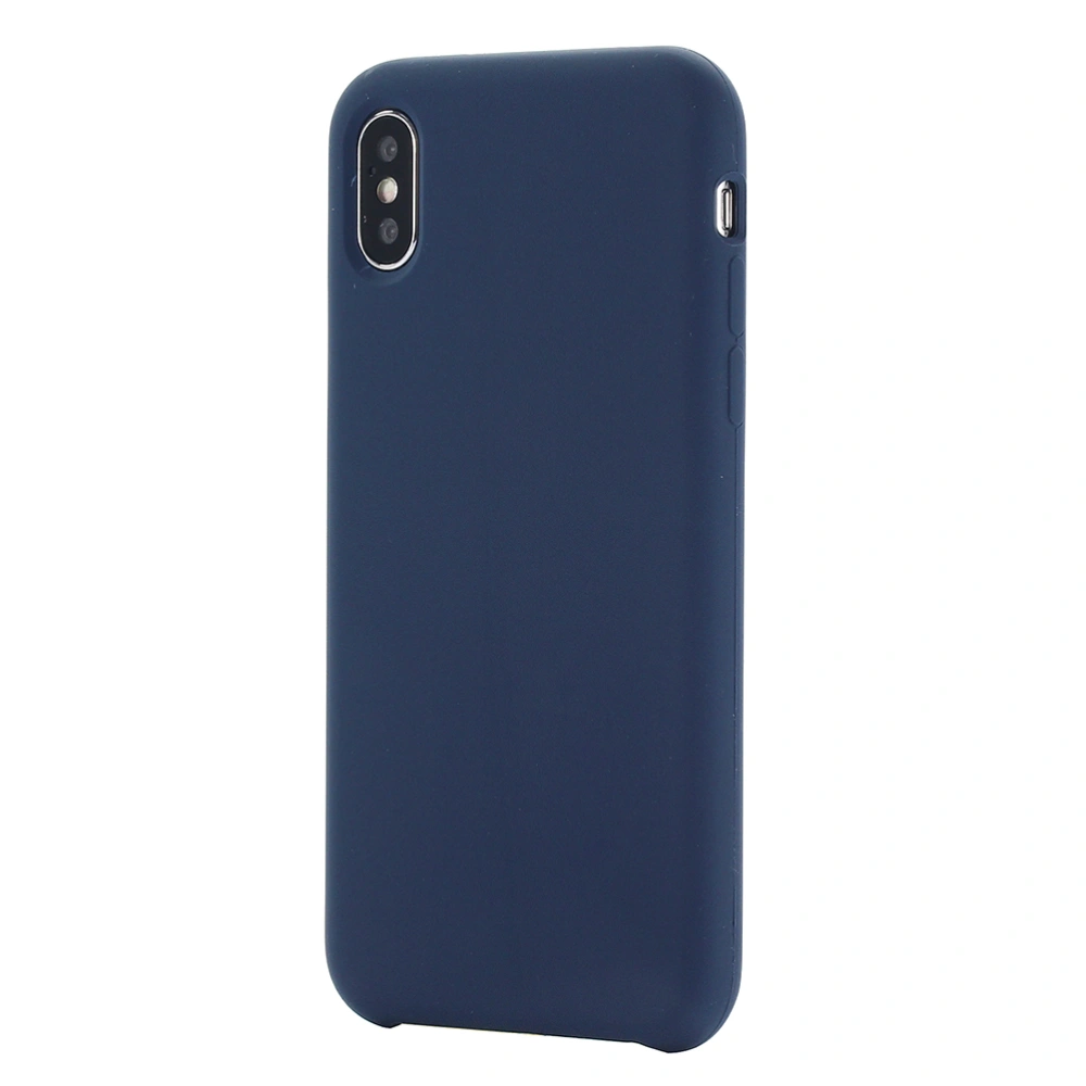 Solid Silicone Phone Case Premium Scrub Craft Lining Anti-scratch Full-covered Phone Cover Shell for iPhone X (Blue)