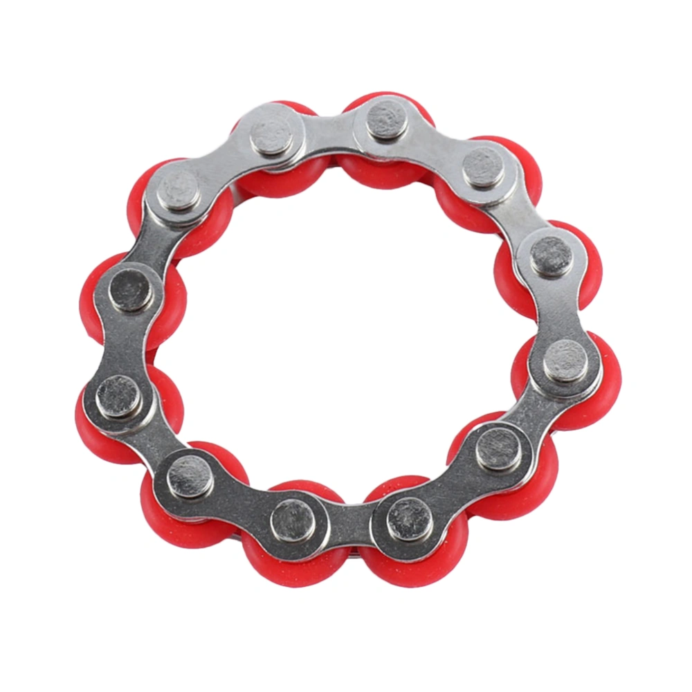 Bike Chain Fidget Toy Stress Reducer Funny Decompression Vent Toy for Adults Kids (Red)