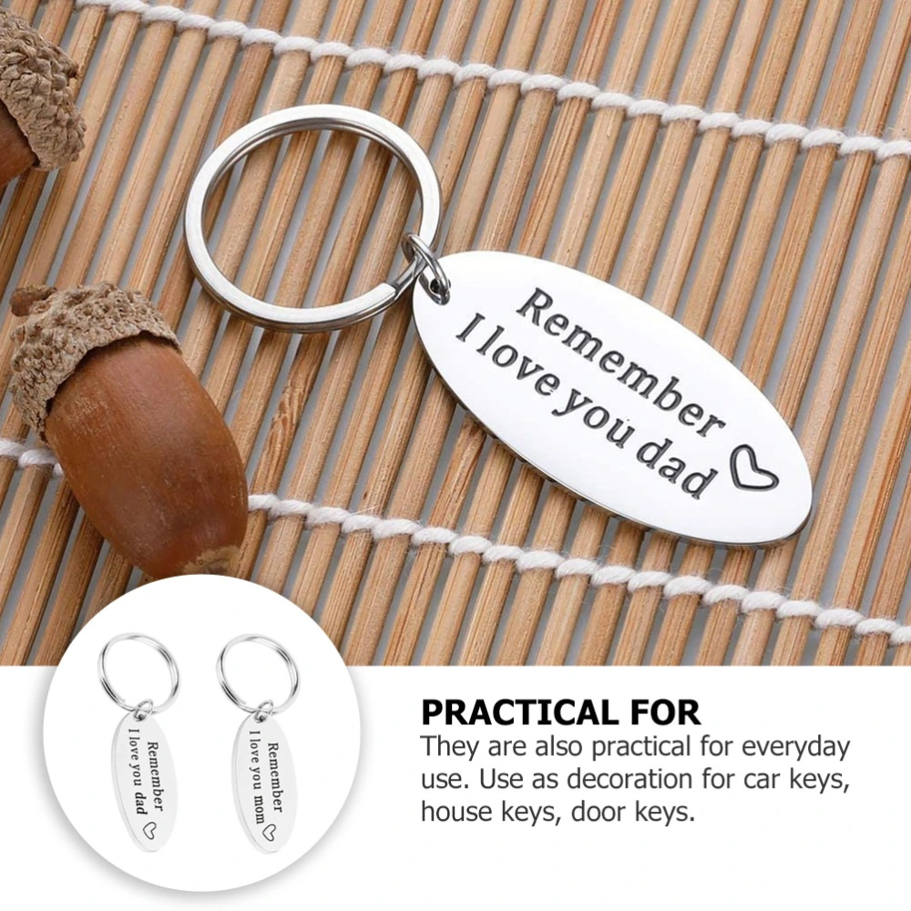 2pcs Creative Keychains Gifts for Parent Stainless Steel Key Rings Bag Pendants