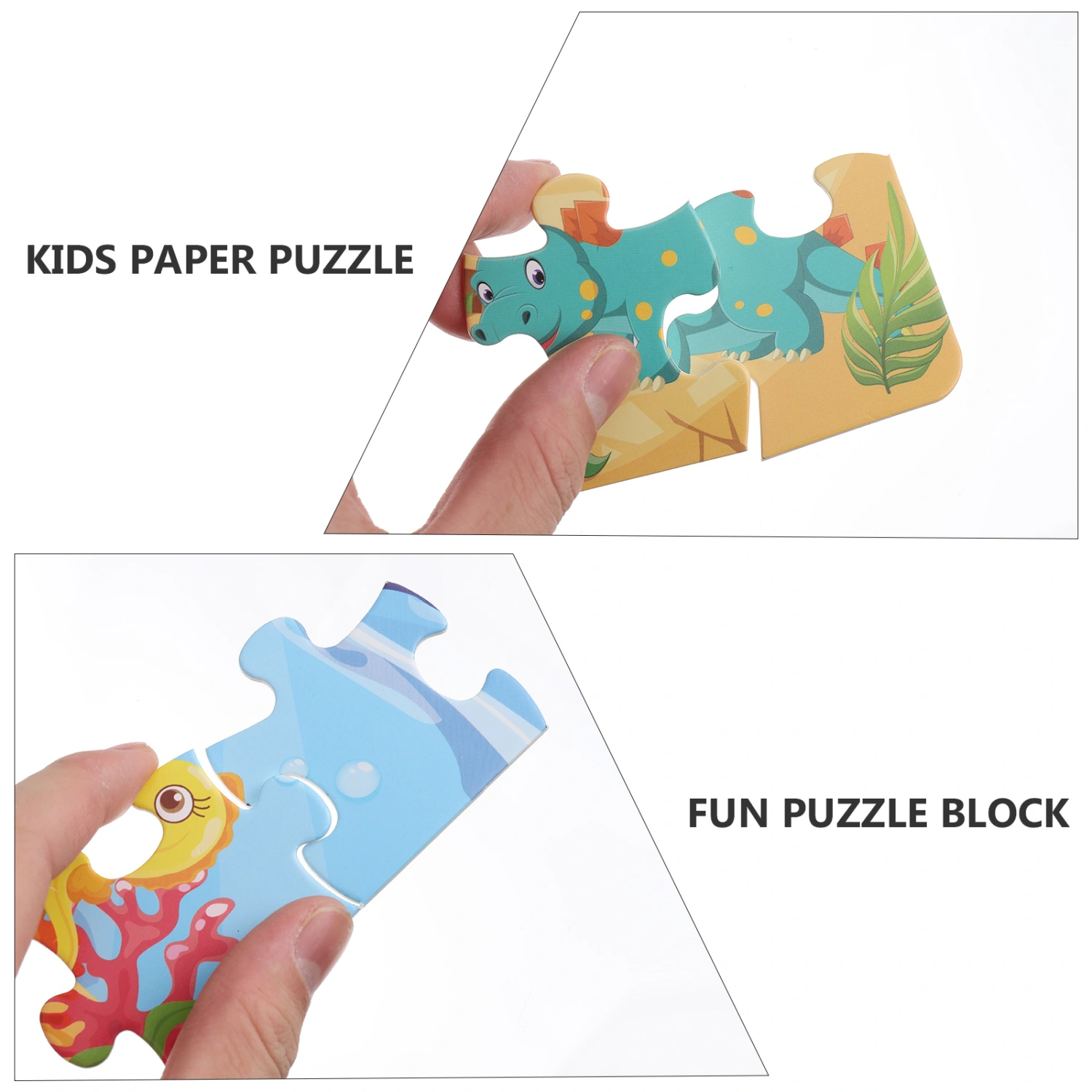 2 Sets Dinosaur Fish Puzzle Educational Preschool Jigsaw Toys Gifts for Children