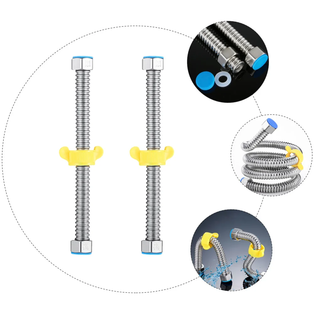 2pcs Corrugated Hose Flexible Stainless Steel Water Heater Hose Water Supply Line 1/2inch