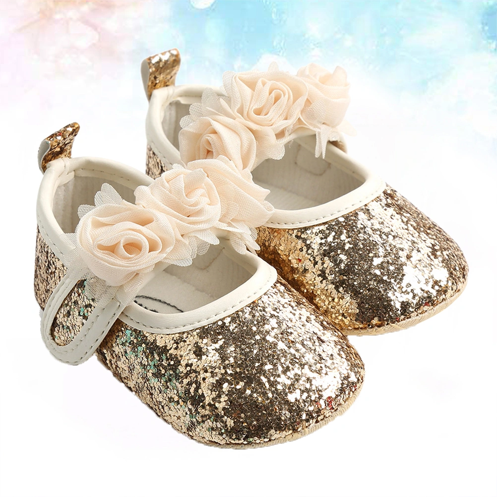 1 Pair of 12cm Quality Dancing Shoes Drawstring Ballet Dance Shoes Sole Dance Shoes for Baby Kids (Golden)