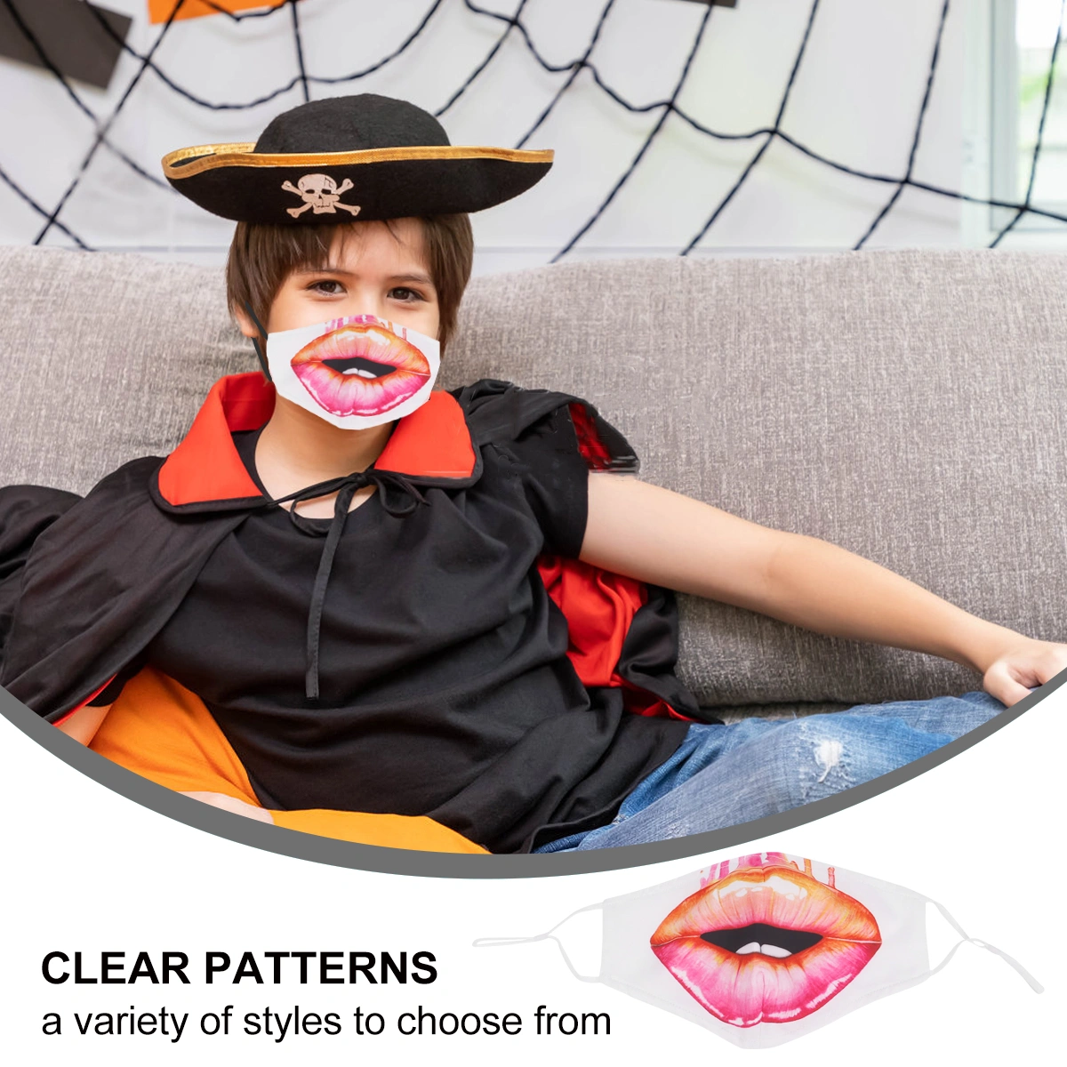 1Pc Halloween Mask Clown Mouth Mask 3D Printing Face Mask Dustproof Party Mask