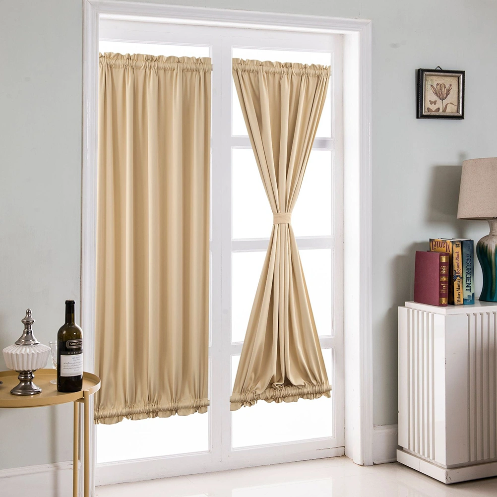 Solid Color Shade Cloth French Door Curtain Room Darkening Curtain Long French Door Panel Privacy Curtain (Beige)