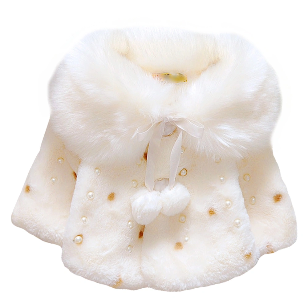 Fashion Autumn Winter Furry Collar Cotton Coat Baby Girl Warm Outwear Cape Coat