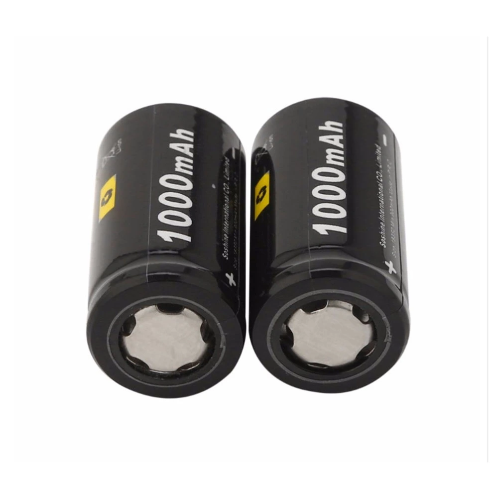 2pcs Lithium Battery 18350 3.7V 1000mAh Rechargeable Li-ion Battery (Black)