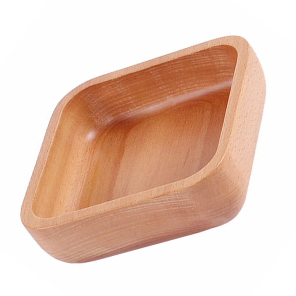 Solid Wood Salad Bowl Creative Thicken Fruits Bowl Eco-friendly Square Bowl Wooden Tableware for Home Kitchen (S Size)