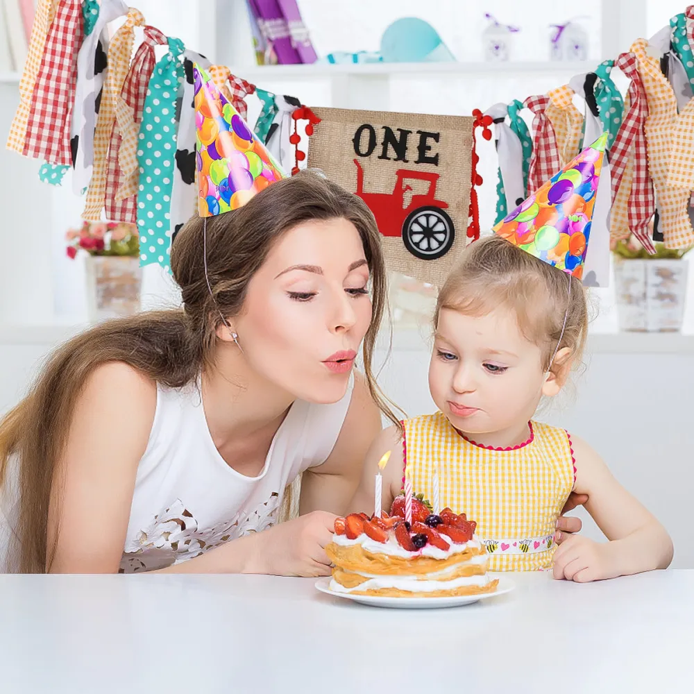 1Pc Birthday Party Pull Flag Colorful String Banner Cloth Strips Bunting