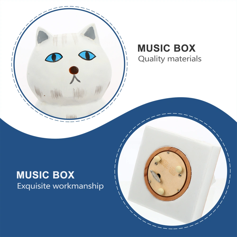 1pc Wooden Music Box Creative Cartoon Cat Model Melody Box Desktop Ornament