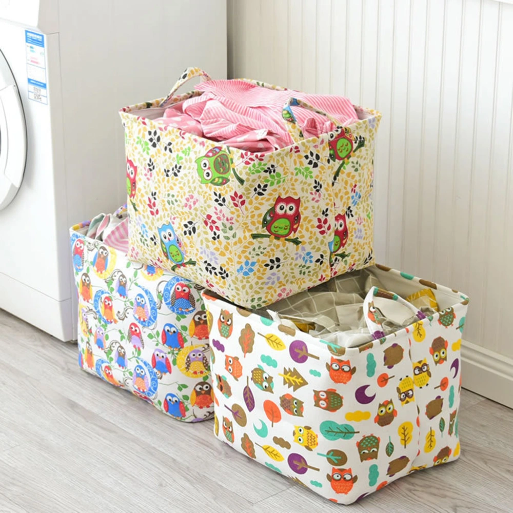 Cartoon Owl Pattern Storage Basket Laundry Bag Toys Holder Sundries Organizer Household Supplies (Branch Owl)