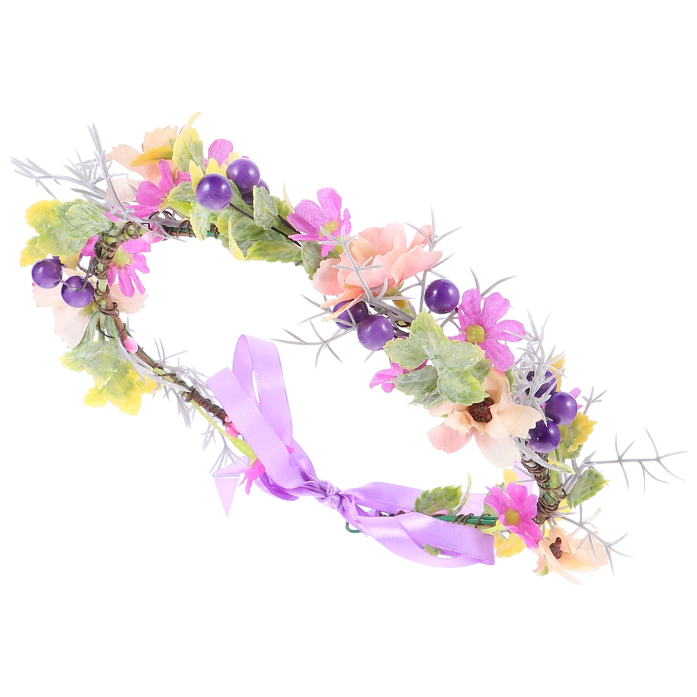 Adorable Christmas Flower Crown Berries Antler Festival Child Hairband